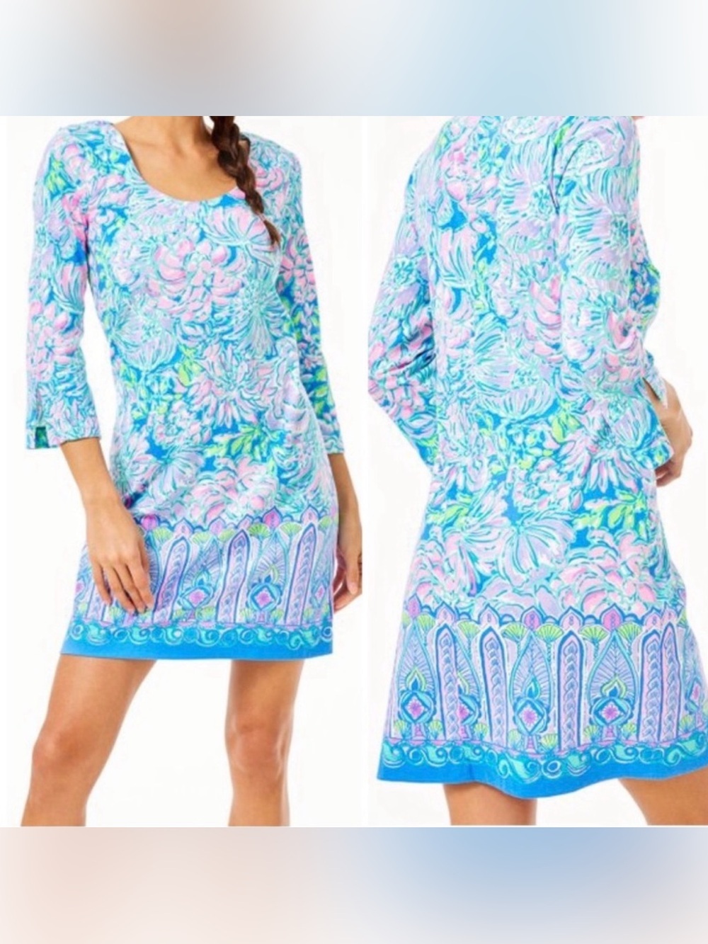 LILLY PULITZER Sherrill Long Sleeve Scoop Neck Dress In Full Bloom large NWT